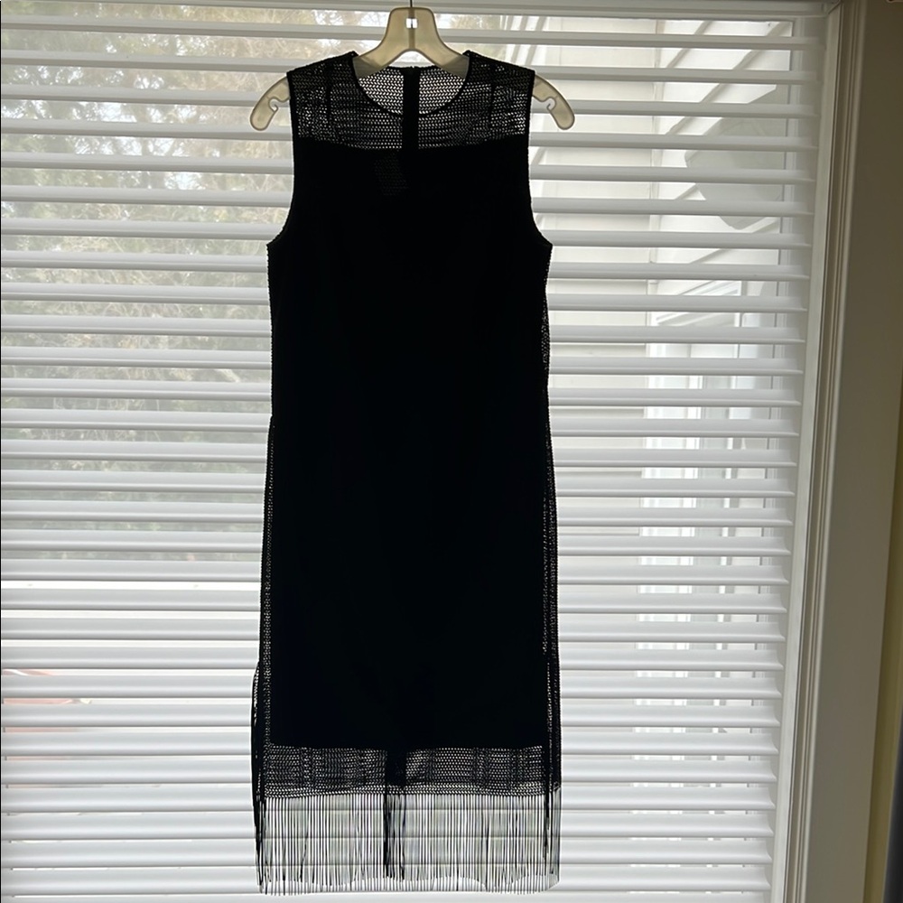 Akris Punto Black Sheath Cocktail Dress with Fringe